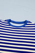 Striped Contrast Trim Cap Sleeve Casual Short Set