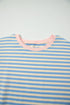 Striped Contrast Trim Drop Shoulder Round Neck Tee