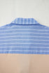 Striped Contrast Trim Patchwork Waffle Knit Long Sleeve Top