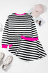 Striped Contrast Trim Ribbed Long Sleeve Shorts Set