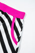 Striped Contrast Trim Ribbed Long Sleeve Shorts Set