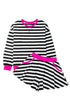 Striped Contrast Trim Ribbed Long Sleeve Shorts Set