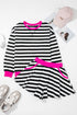 Striped Contrast Trim Ribbed Long Sleeve Shorts Set