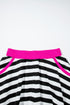 Striped Contrast Trim Ribbed Long Sleeve Shorts Set