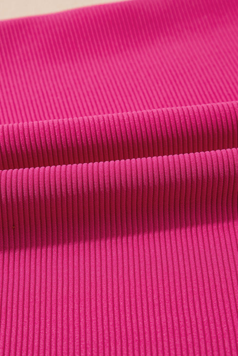 Striped Contrast Trim Ruffle Sleeve Zipped Collar Short Sets