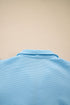 Striped Contrast Trim Ruffle Sleeve Zipped Collar Short Sets