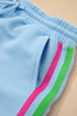 Striped Contrast Trim Ruffle Sleeve Zipped Collar Short Sets