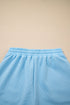 Striped Contrast Trim Ruffle Sleeve Zipped Collar Short Sets