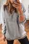 Striped Contrast Trim V Neck Drop Shoulder Sweatshirt