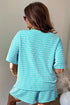 Striped Corded Rib Drawstring Elastic Waist Loose Short Set
