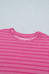 Striped Corded Rib Drawstring Elastic Waist Loose Short Set