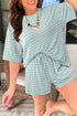 Striped Corded Rib Drawstring Elastic Waist Loose Short Set
