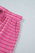 Striped Corded Rib Drawstring Elastic Waist Loose Short Set