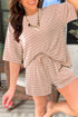 Striped Corded Rib Drawstring Elastic Waist Loose Short Set