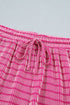 Striped Corded Rib Drawstring Elastic Waist Loose Short Set