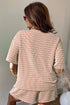 Striped Corded Rib Drawstring Elastic Waist Loose Short Set