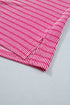 Striped Corded Rib Drawstring Elastic Waist Loose Short Set