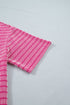 Striped Corded Rib Drawstring Elastic Waist Loose Short Set