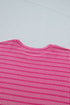 Striped Corded Rib Drawstring Elastic Waist Loose Short Set