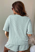 Striped Corded Rib Drawstring Elastic Waist Loose Short Set