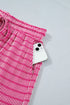 Striped Corded Rib Drawstring Elastic Waist Loose Short Set