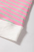 Striped Cotton Blend Crew Neck Cap Sleeve Daily T Shirt