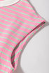 Striped Cotton Blend Crew Neck Cap Sleeve Daily T Shirt