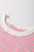 Striped Cotton Blend Crew Neck Cap Sleeve Daily T Shirt