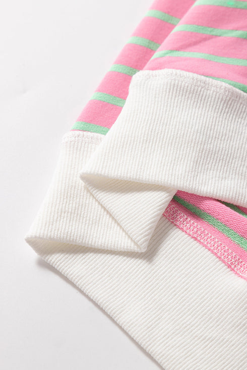 Striped Cotton Blend Crew Neck Cap Sleeve Daily T Shirt