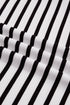 Striped Cotton Blend Puff Sleeve Polo Collar Blouse
