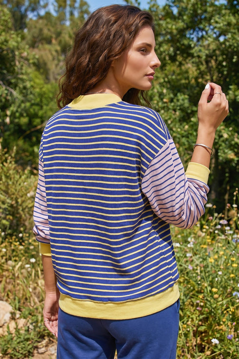 Striped Crew Neck Casual Long Sleeve Pullover Top