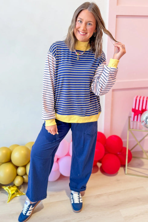 Striped Crew Neck Casual Long Sleeve Pullover Top
