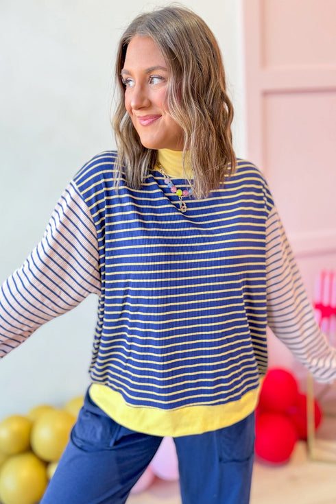 Striped Crew Neck Casual Long Sleeve Pullover Top
