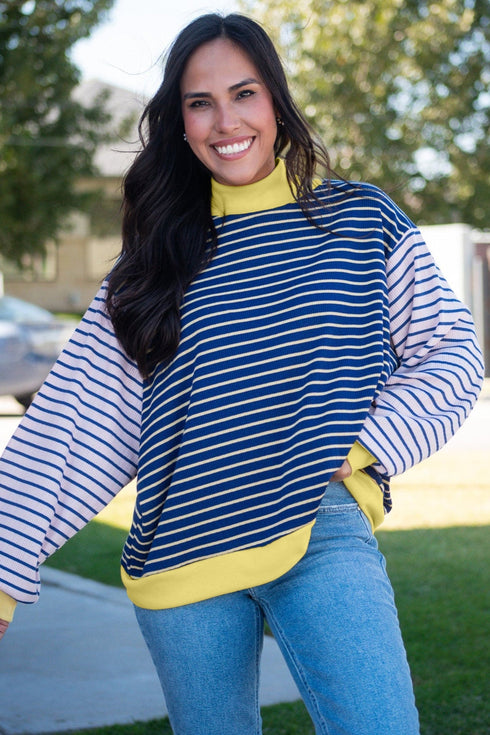 Striped Crew Neck Casual Long Sleeve Pullover Top