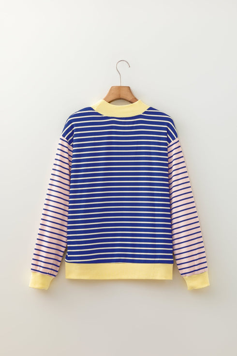 Striped Crew Neck Casual Long Sleeve Pullover Top