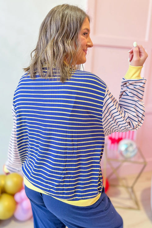 Striped Crew Neck Casual Long Sleeve Pullover Top