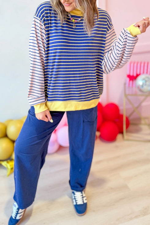 Striped Crew Neck Casual Long Sleeve Pullover Top