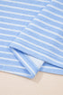 Striped Crew Neck Drawstring Waist Wide Leg Pant Set