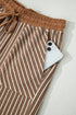 Striped Crew Neck Drawstring Waist Wide Leg Pant Set