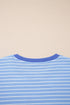 Striped Crew Neck Drawstring Waist Wide Leg Pant Set