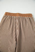 Striped Crew Neck Drawstring Waist Wide Leg Pant Set