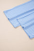 Striped Crew Neck Drawstring Waist Wide Leg Pant Set