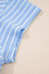 Striped Crew Neck Drawstring Waist Wide Leg Pant Set