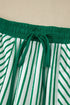 Striped Crew Neck Drawstring Waist Wide Leg Pant Set
