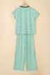 Striped Crew Neck Drawstring Waist Wide Leg Pant Set