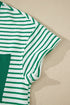 Striped Crew Neck Drawstring Waist Wide Leg Pant Set