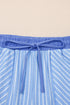 Striped Crew Neck Drawstring Waist Wide Leg Pant Set
