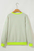 Striped Crew Neck Drop Shoulder Pullover Sweatshirt