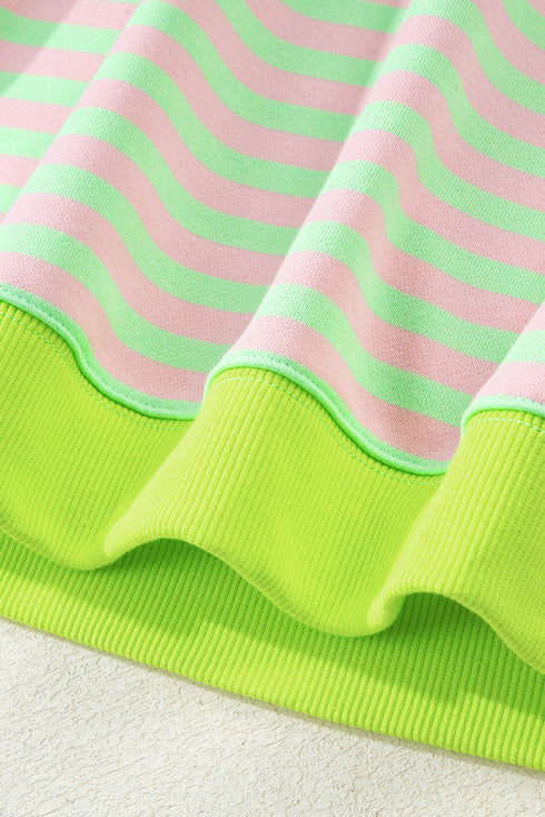 Striped Crew Neck Drop Shoulder Pullover Sweatshirt