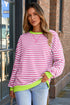 Striped Crew Neck Drop Shoulder Pullover Sweatshirt